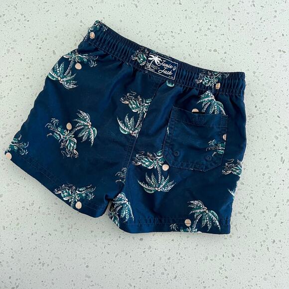 Janie and Jack Navy Blue Hawaiian Board Shorts Swim Trunks Size 18-24 Months - Picture 2 of 5